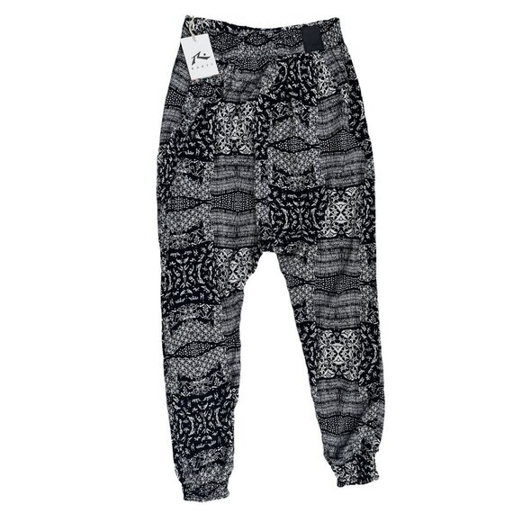 Rusty White Black Printed Casual Lightweight Grage Pants Size M - Picture 3 of 16